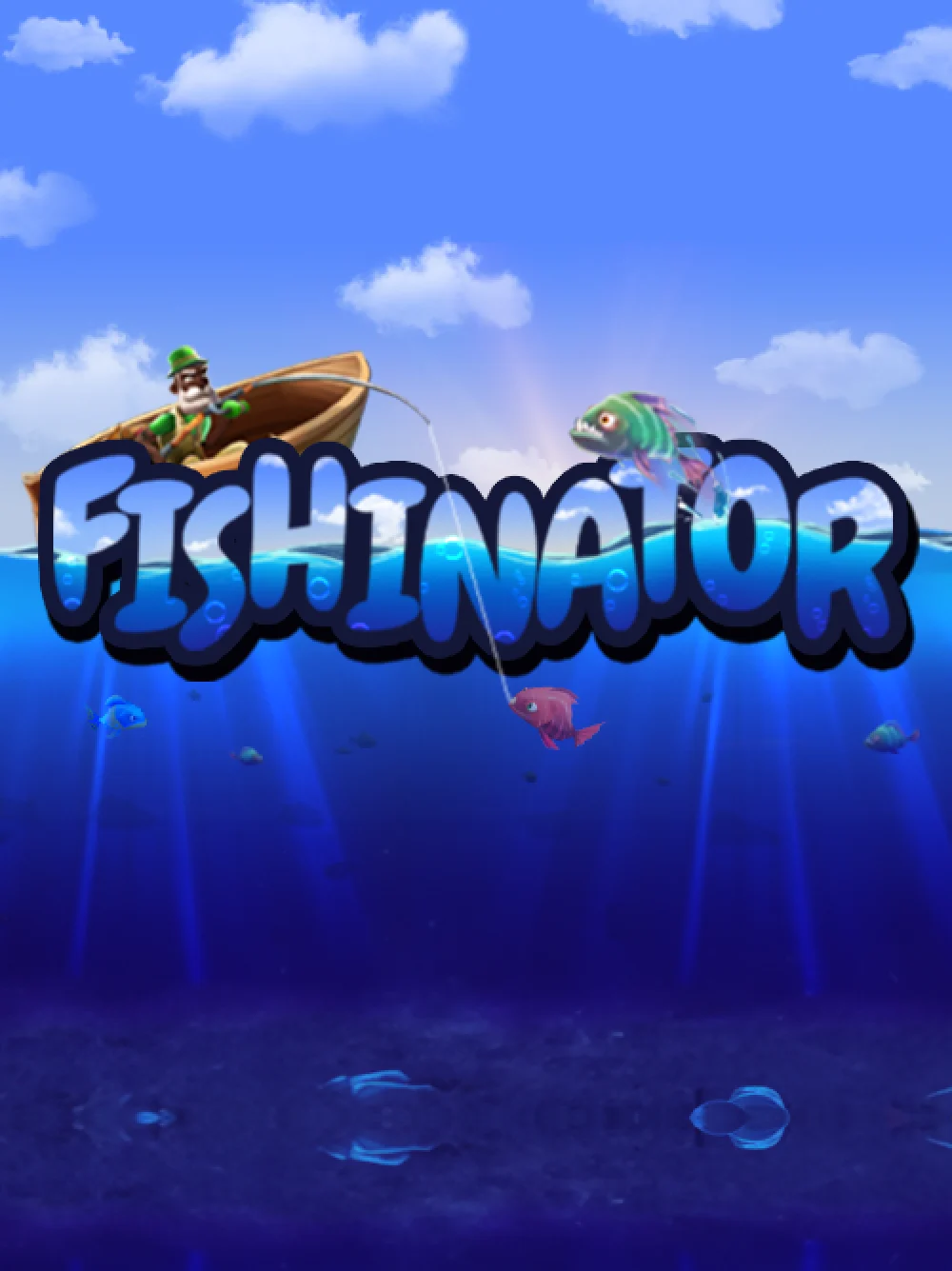 Tarjeta de pesca arcade con estilo de casino informal y visual atractivo.